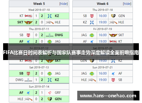 FIFA比赛日时间表解析与国家队赛事走势深度解读全面前瞻指南
